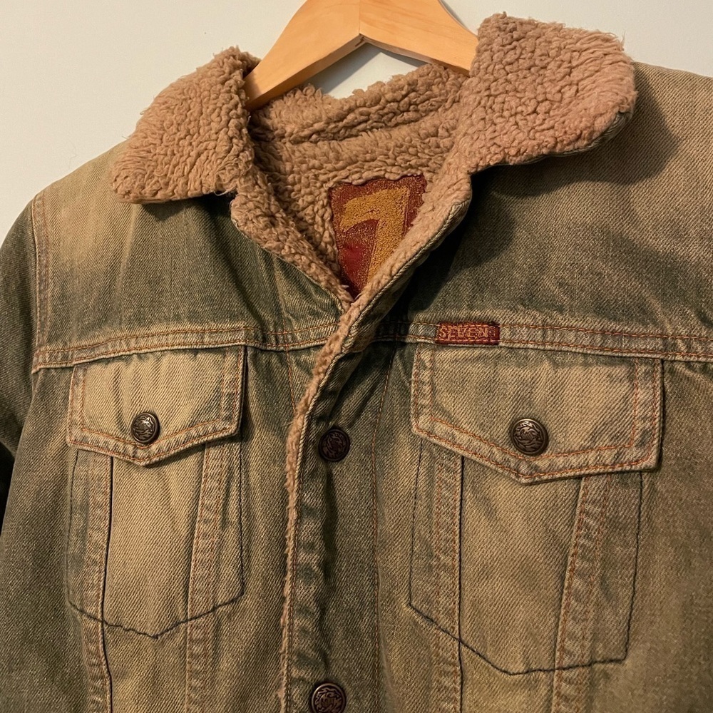 7 For All Mankind Vintage Sherpa Lined Jean Jacket Small - Picture 7 of 9